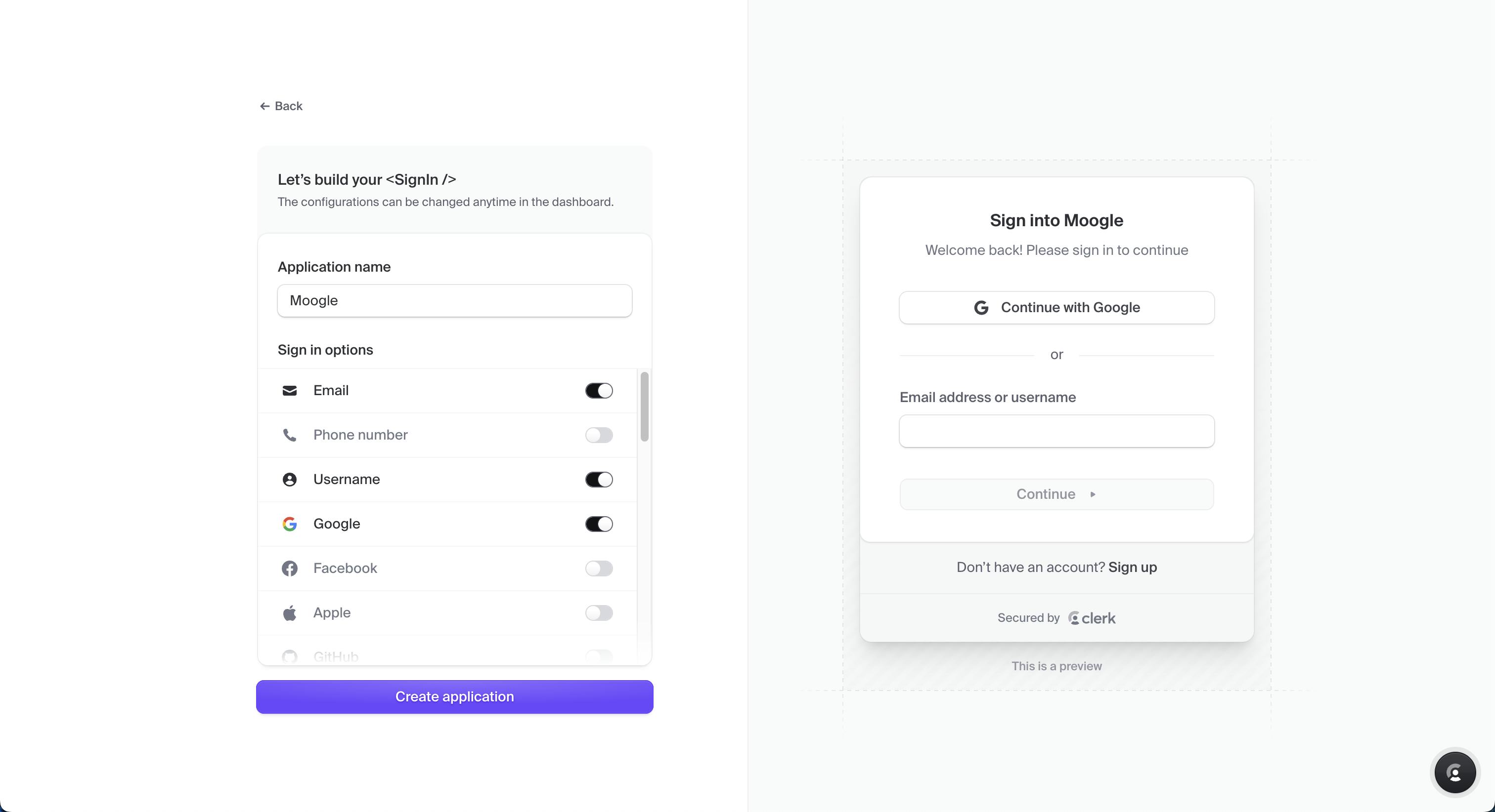 Clerk dashboard