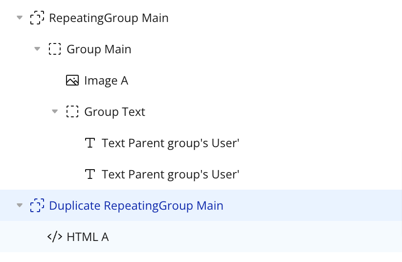 Skeleton Loading Repeating Group element tree