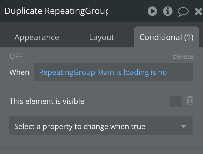 skeleton repeating group condition