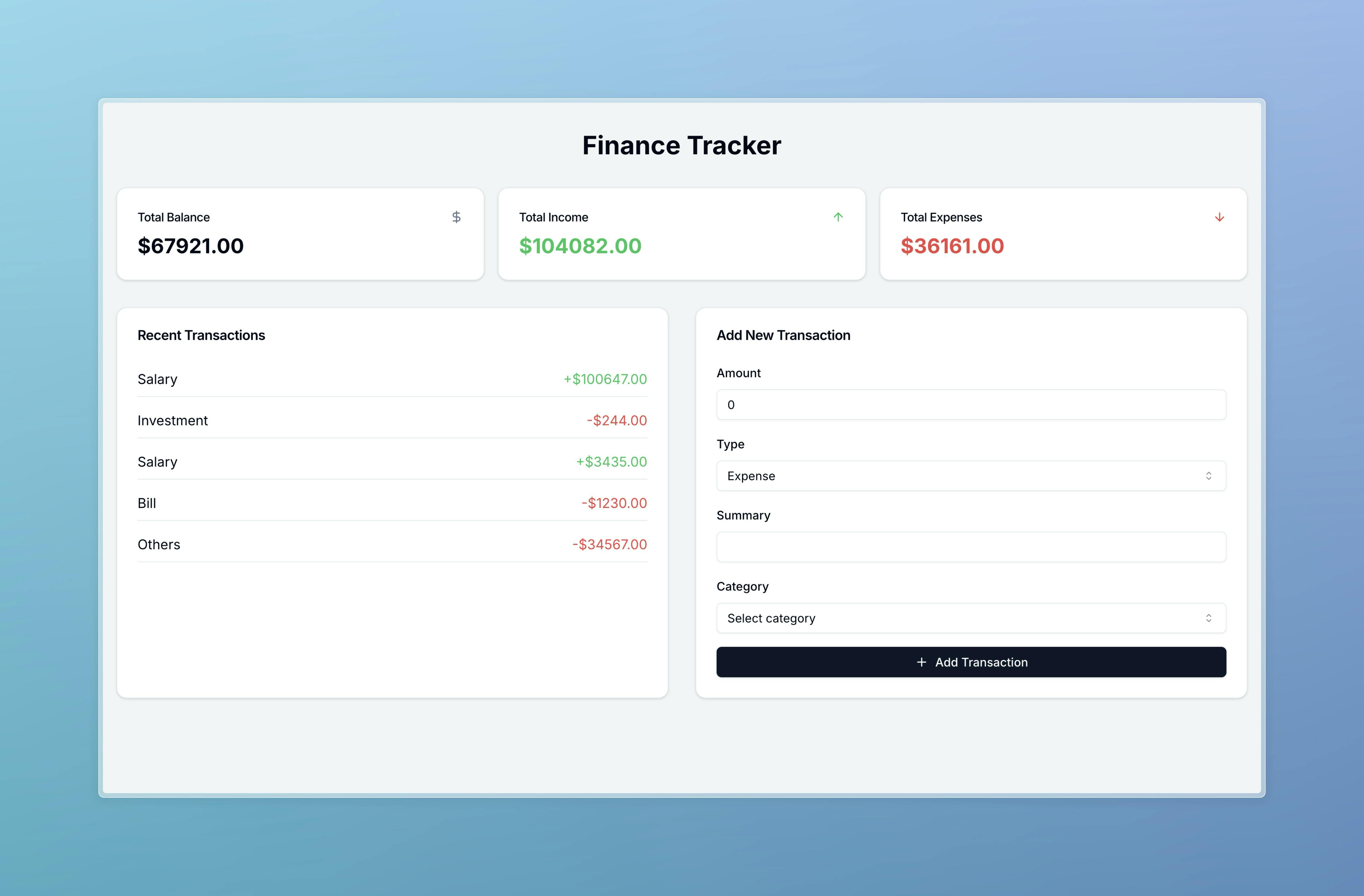 finance tracker