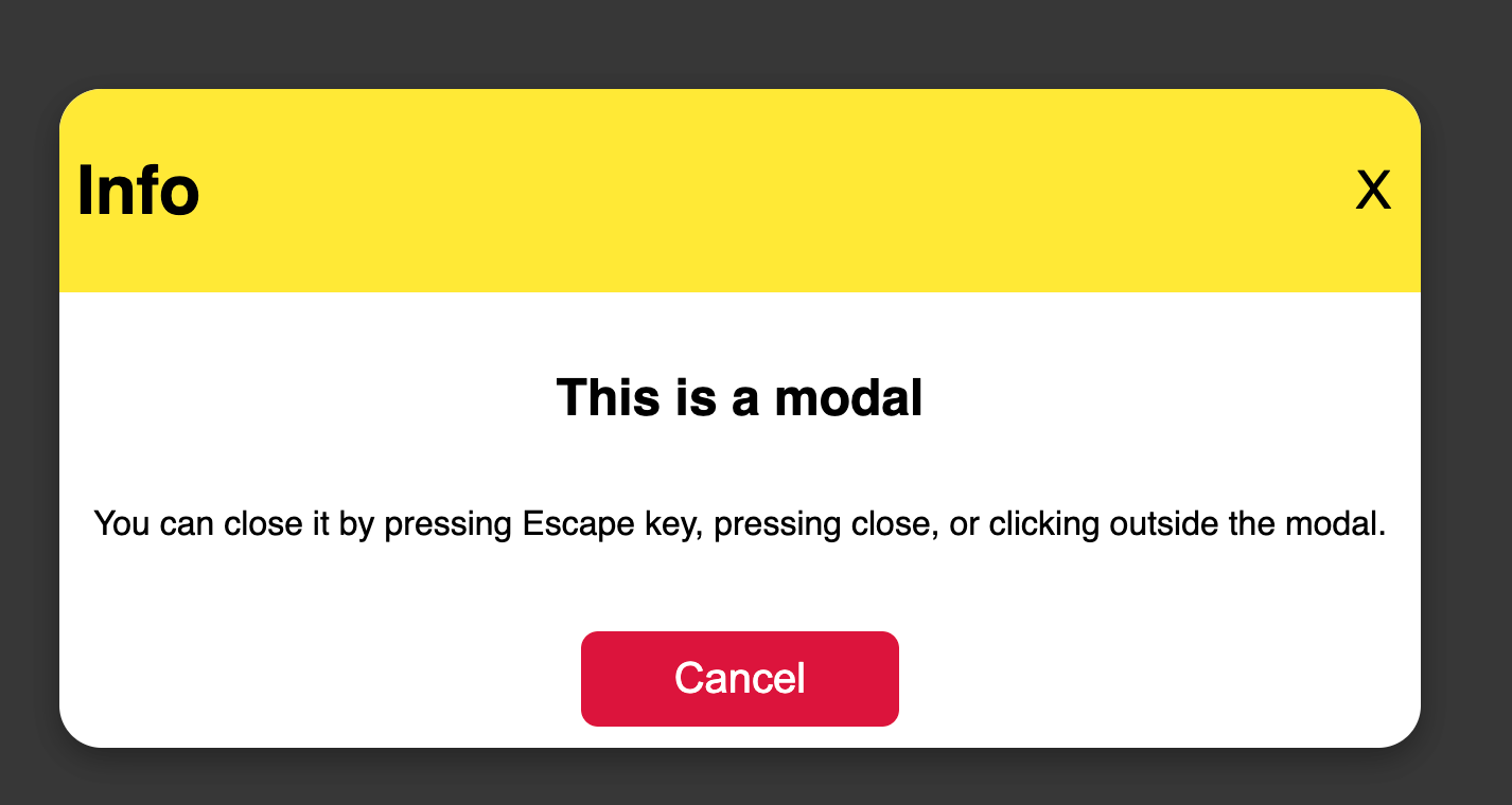 Image: implemented information modal