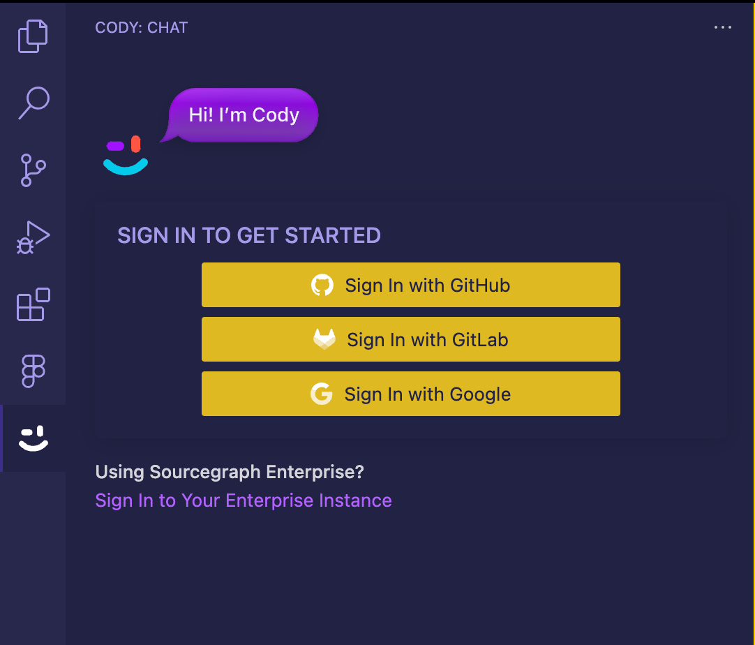 Signing into Cody with your preferred method.