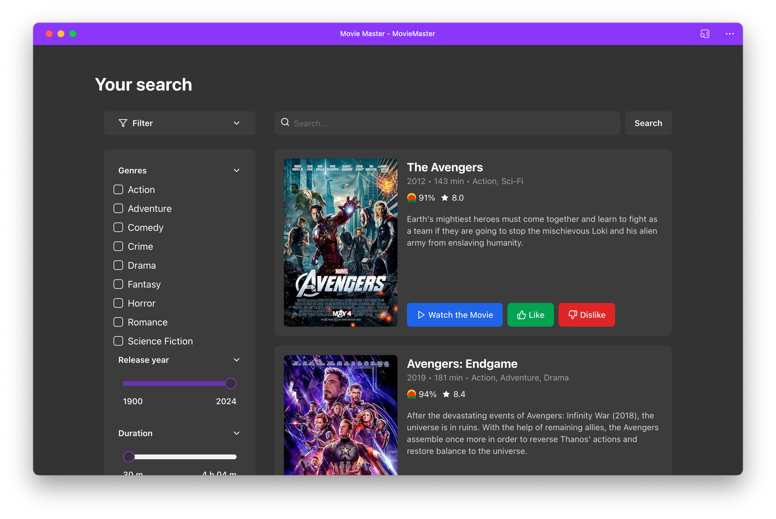 This screenshot shows the completed MovieMaster PWA, highlighting its sleek design and offline capabilities.