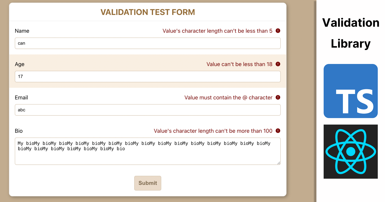 Validation Library with Typescript