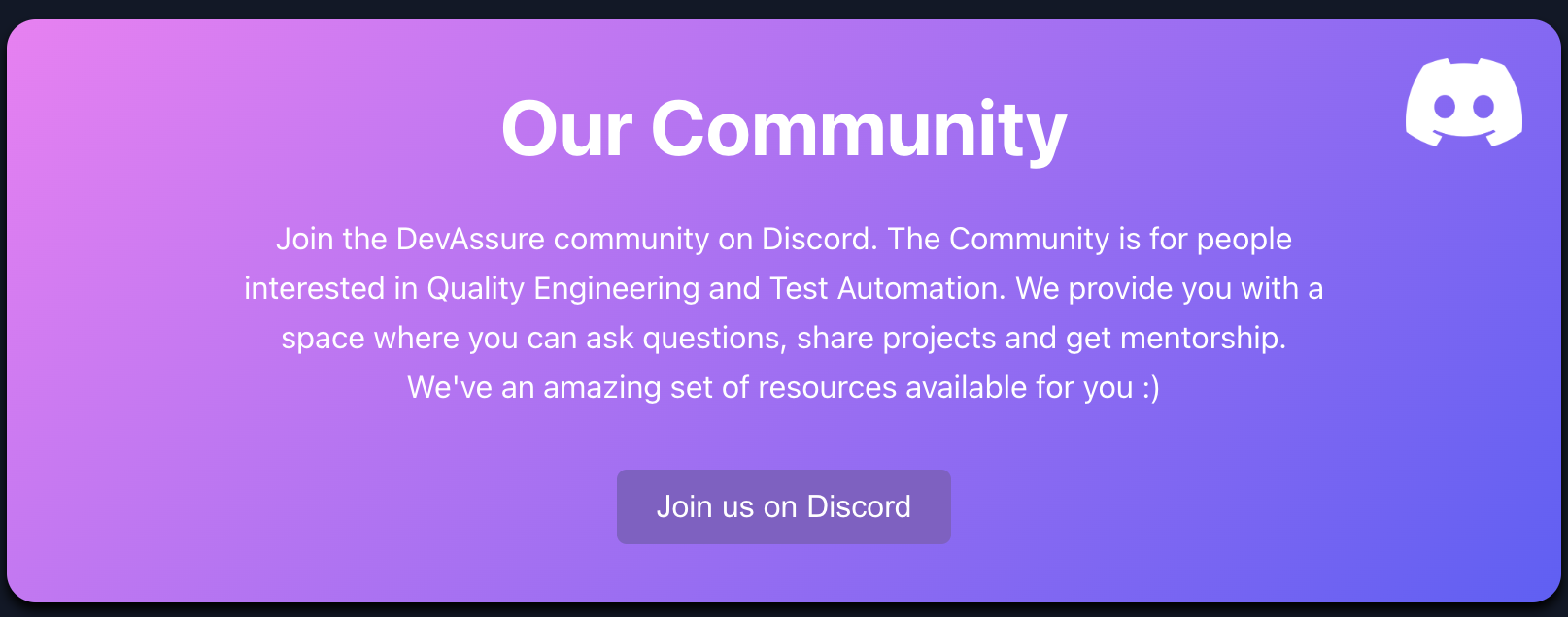 Our Community Page banner