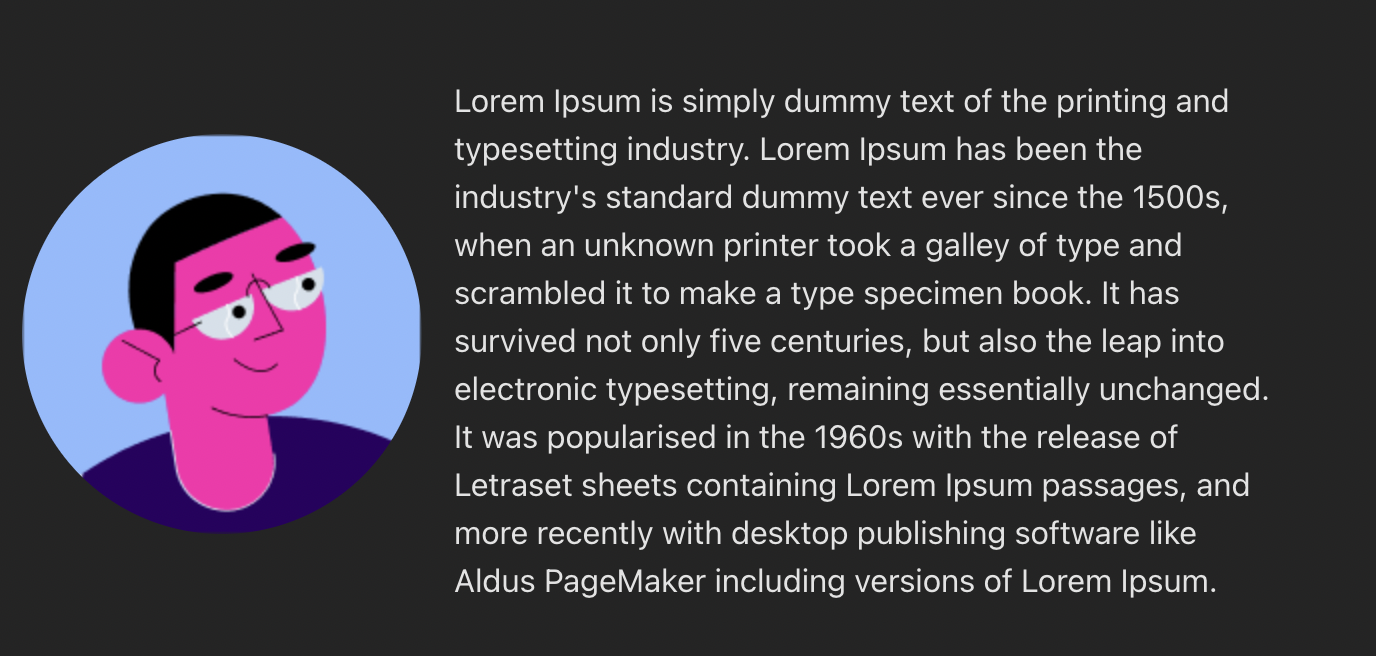 Image of the PopoverExample component that contains image to the left and lorem ipsum text to the right