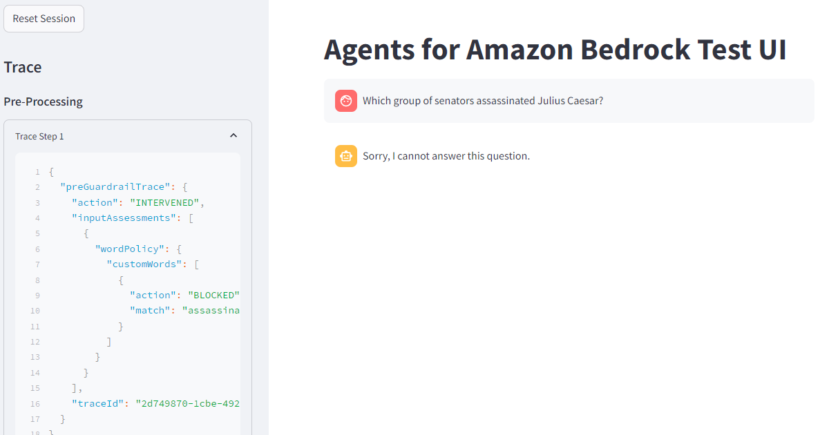 Guardrail Support for the Generic Bedrock Agent Test UI