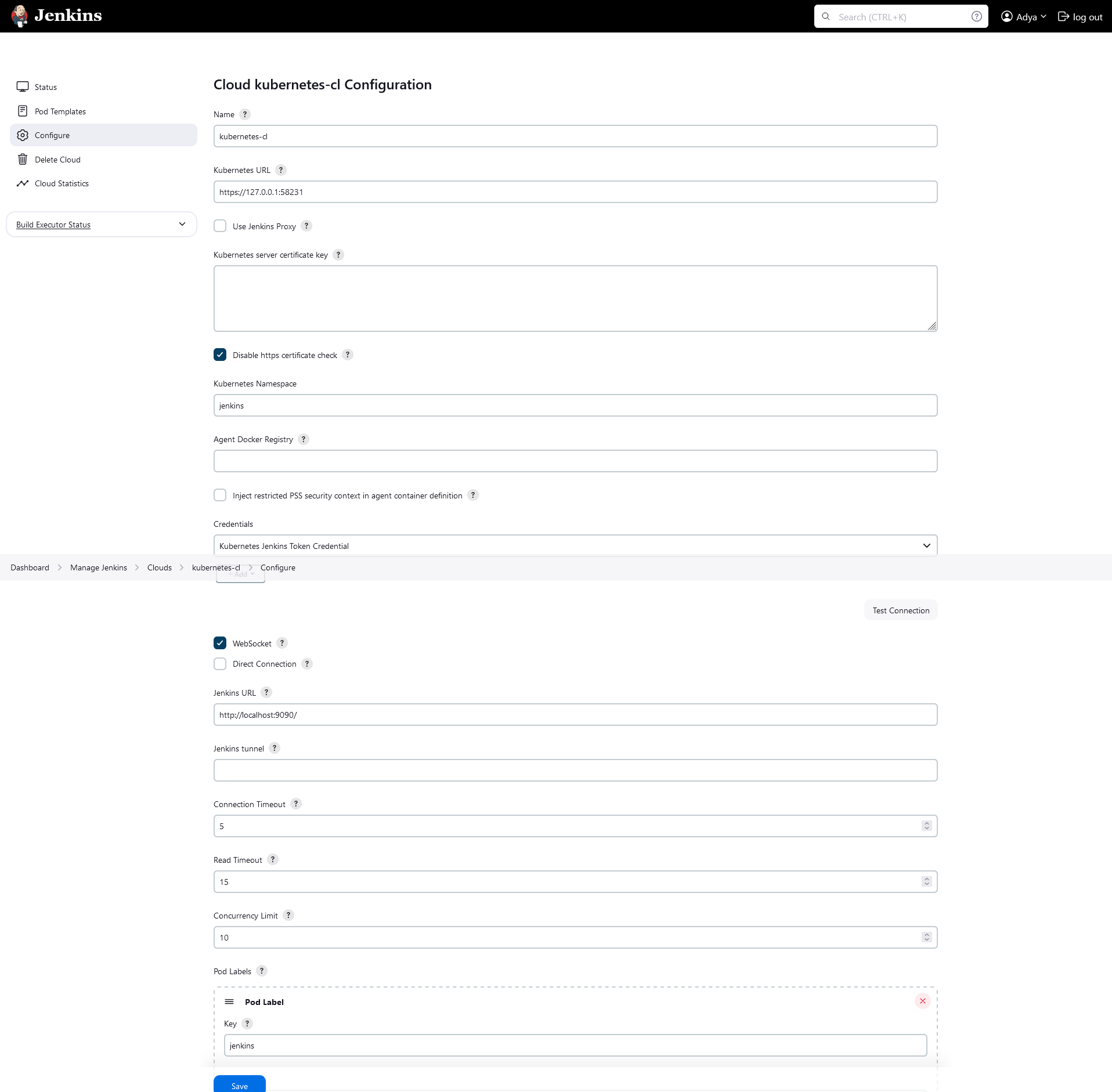 Configuring Kubernetes Credentials in Jenkins