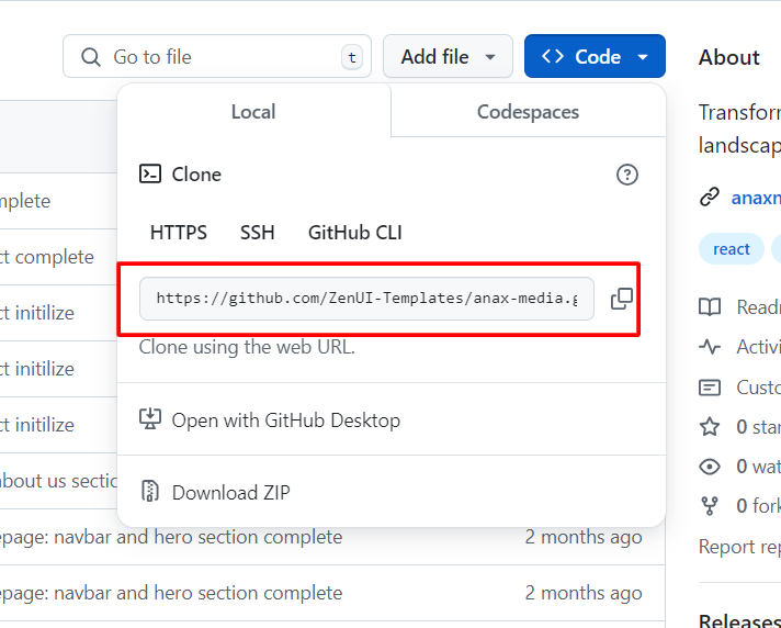 clone-zenui-template-from-github-repository