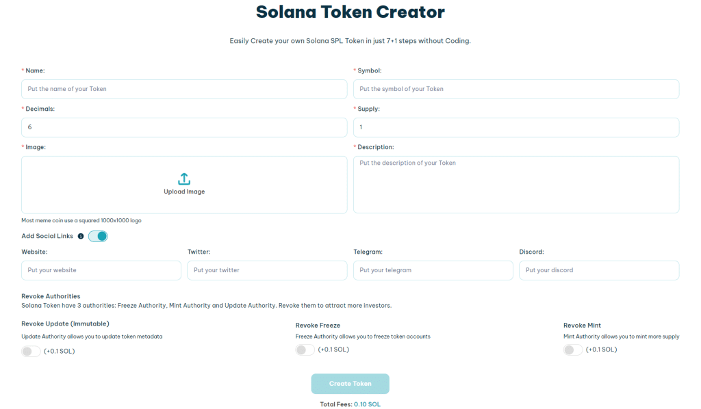 Solana Token Creator Tool