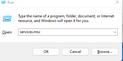 a windows prompt, generated by clicking "windows + r"