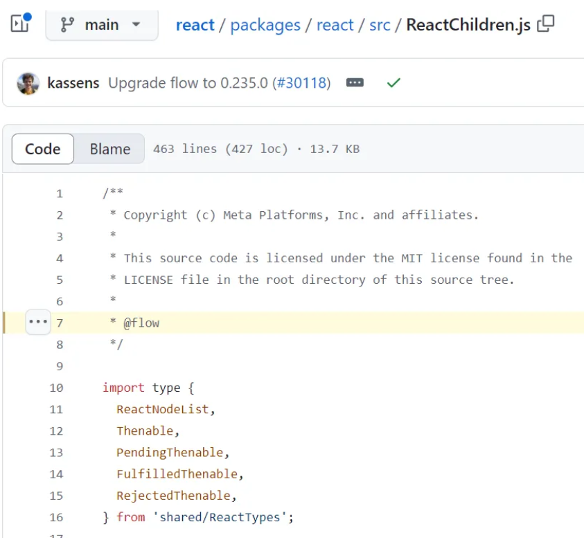 $FlowFixMe in React source code