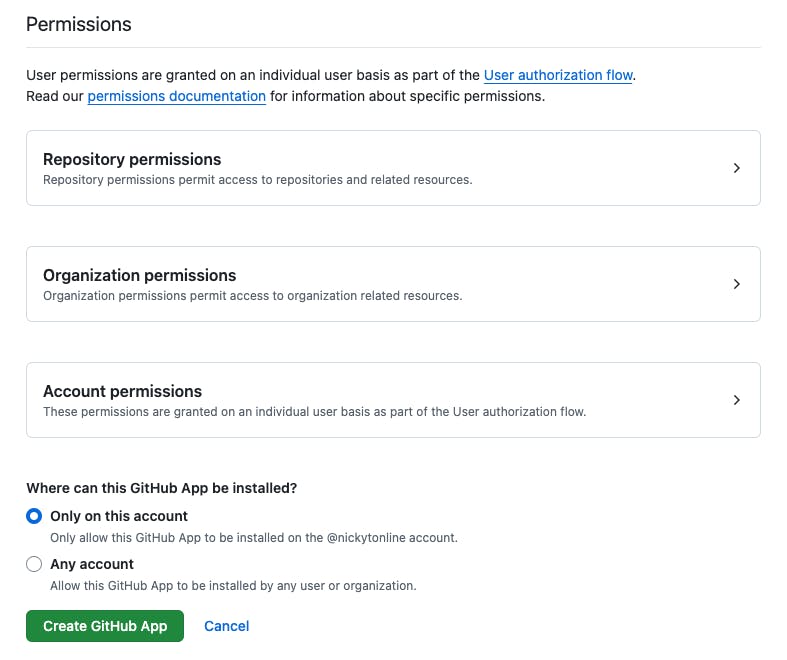 GitHub app visibility setting of just you or everyone