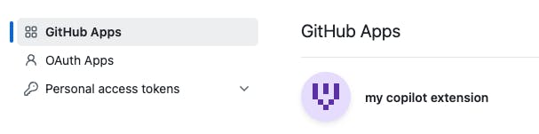 GitHub apps section of developer settings on GitHub