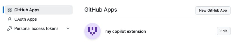 The GitHub apps section of GitHub developer settings