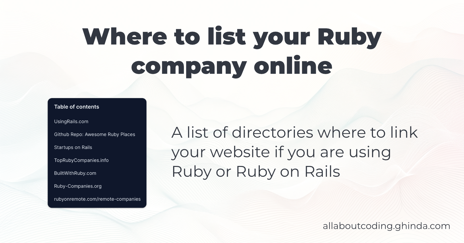 Where to list your Ruby company online