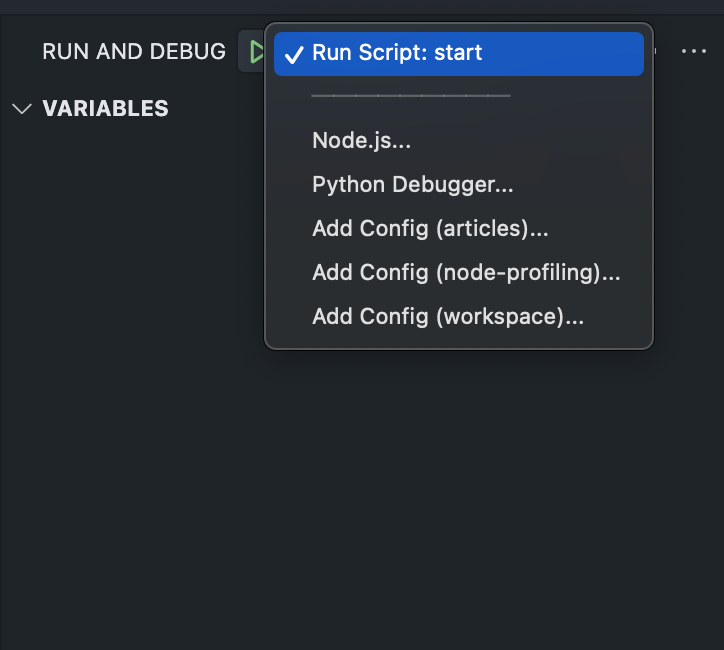 Example of how to select debugger runner