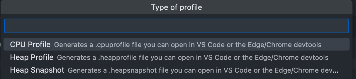 Profiling option in VS Code debugger session