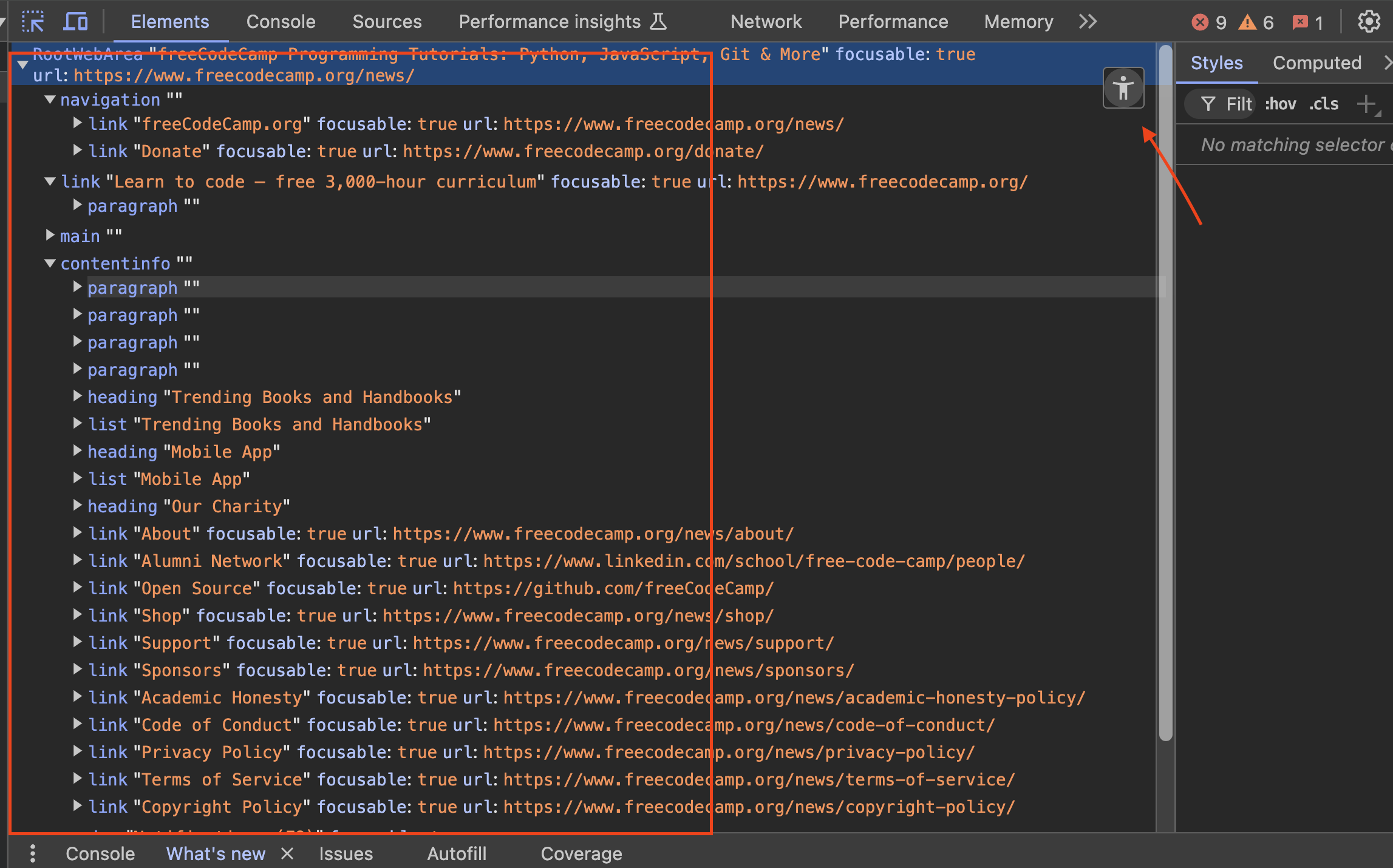 Enable accessibility tree