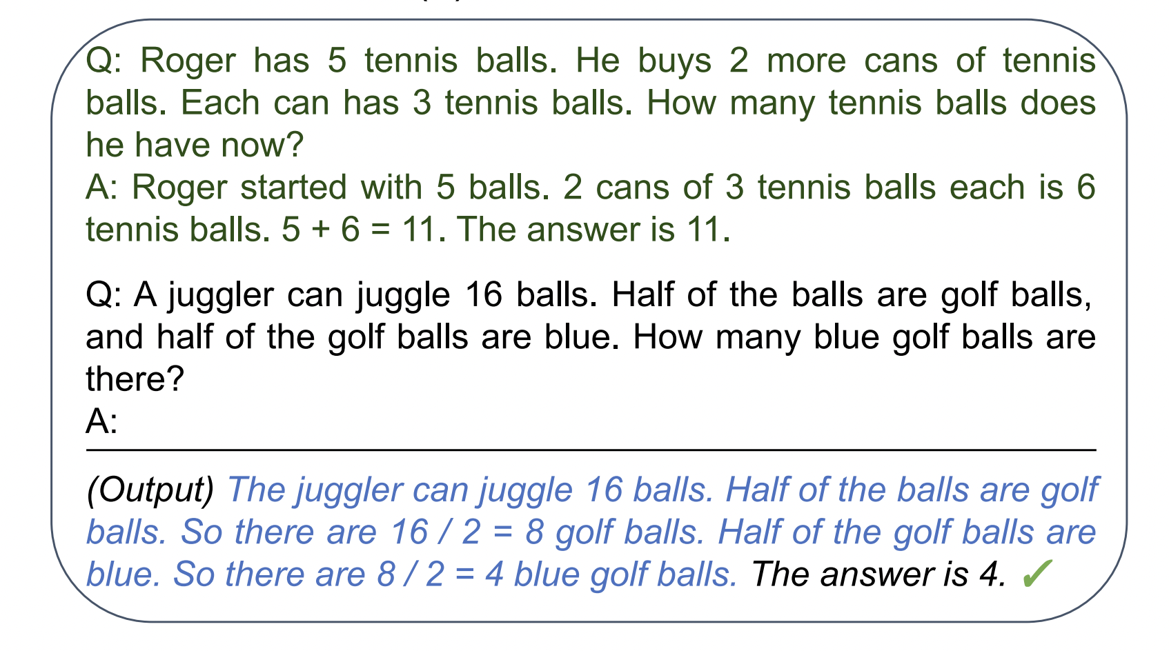 A Chain-of-thought prompting example which illustrating a simple way to mimic AI thinking process