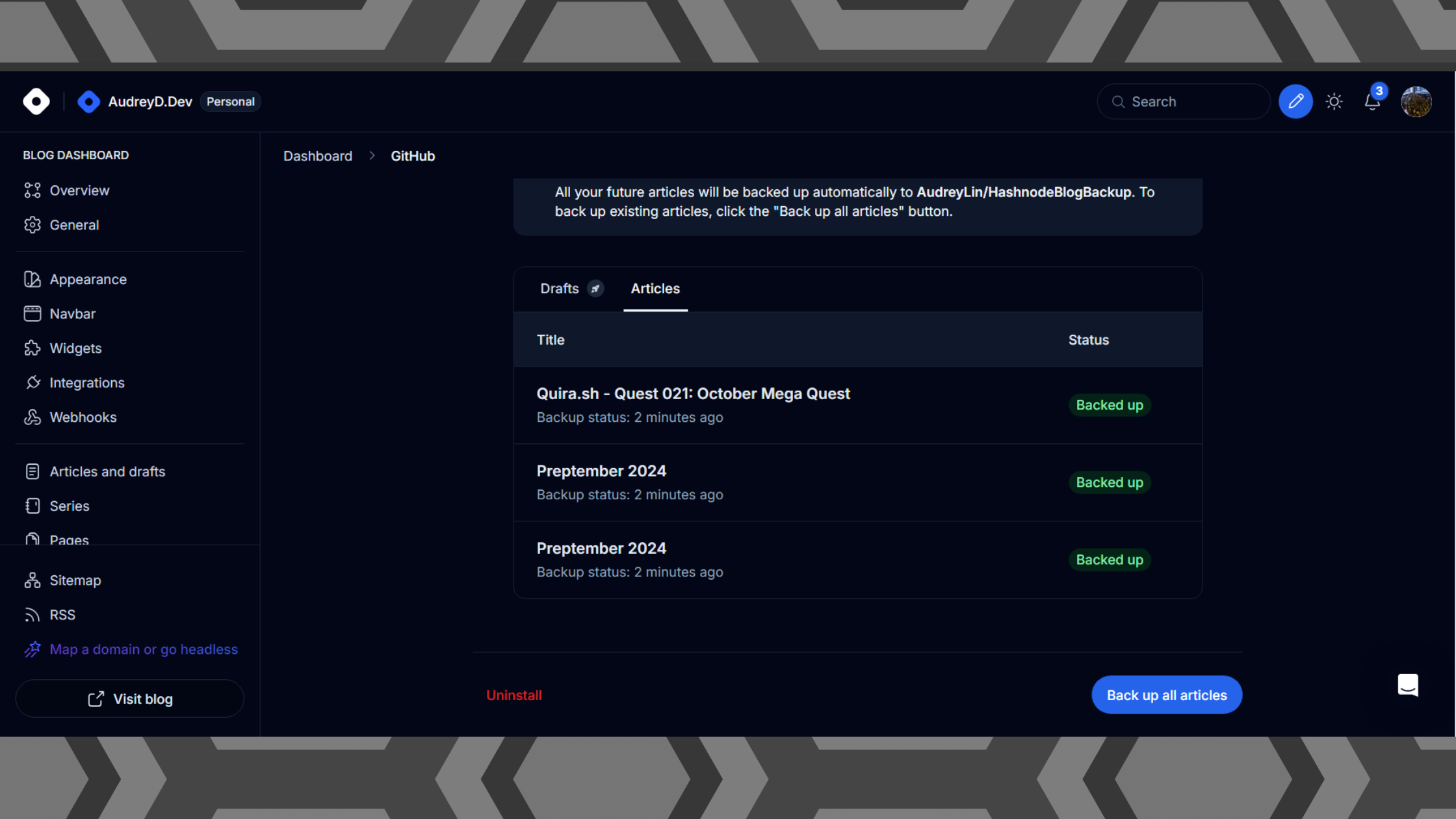 Hashnode: Backing Up Your Articles To Github