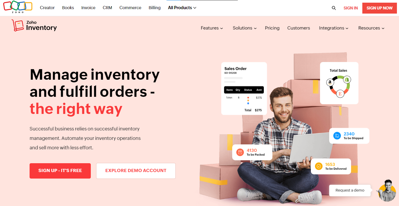 Zoho Inventory Website Homepage