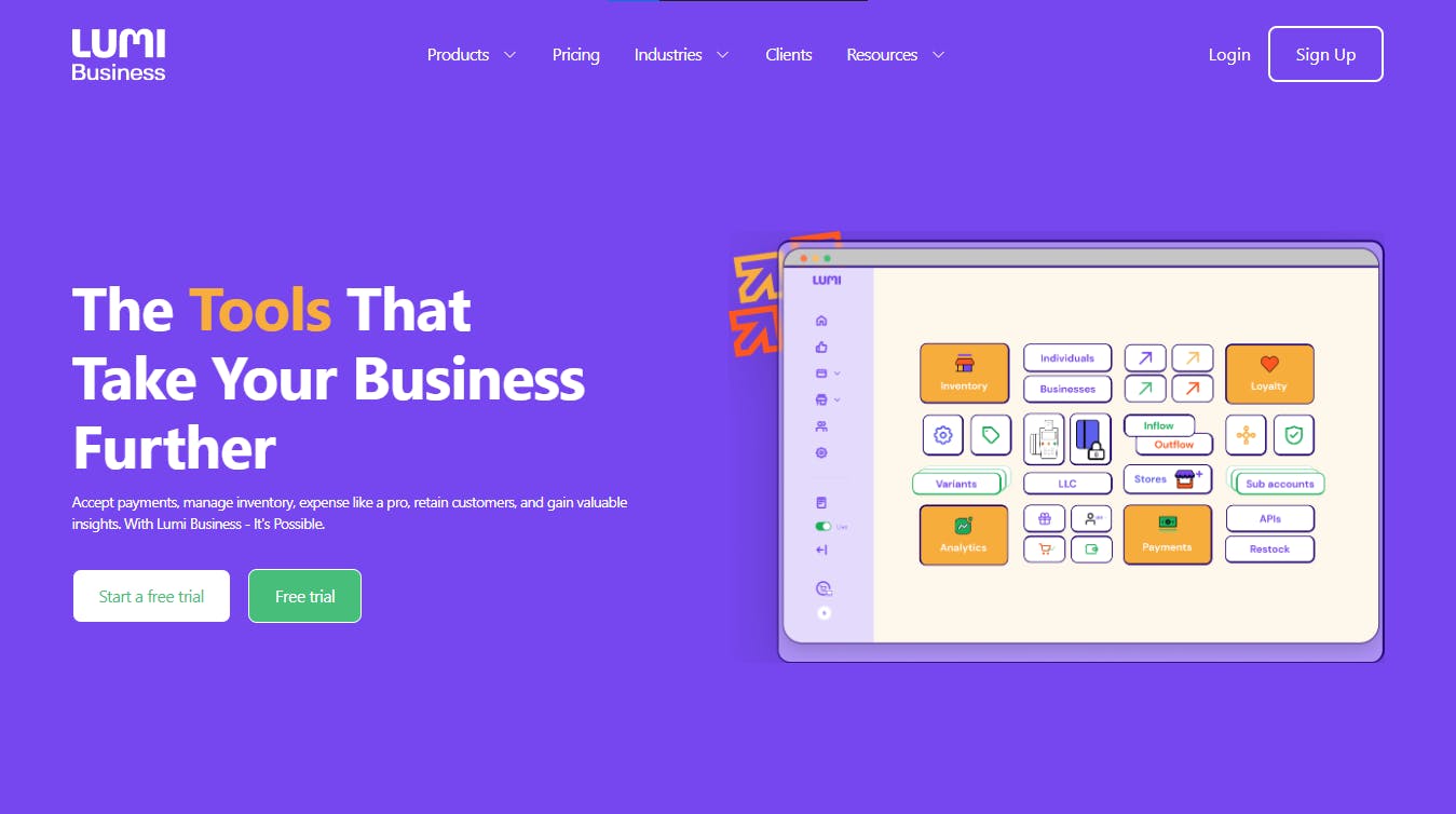 Lumi Business Website Homepage