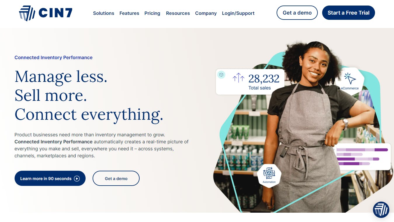 Cin7 Inventory Website Homepage