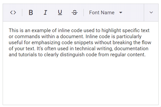 Inline code feature in Rich Text Editor