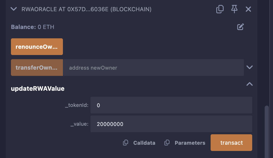 Set RWA Token Value