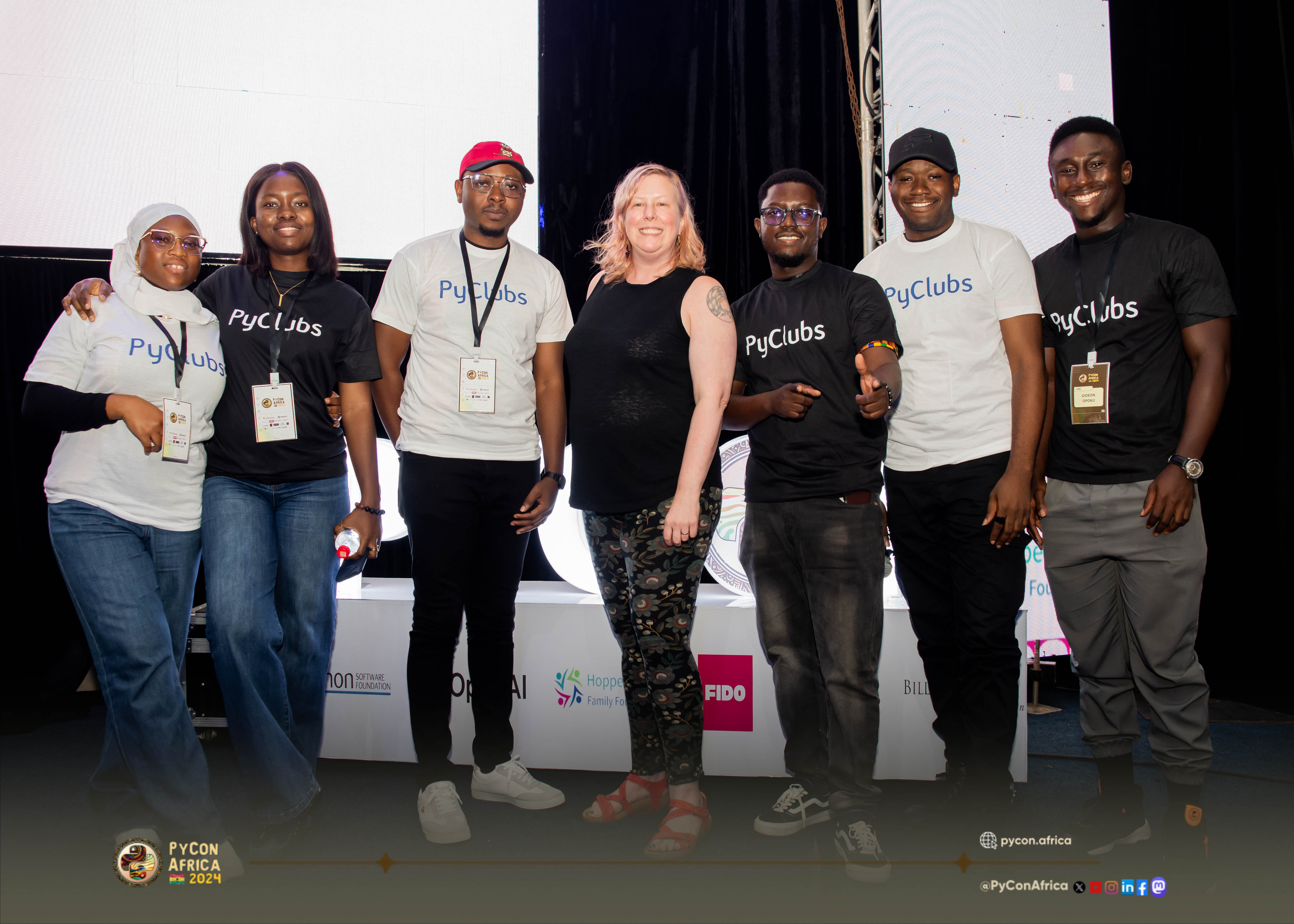 From the left: Fatima, Dorothy Awuah, Michael Young, Deb Nicholson, Joseph Sowah, Mannie Young and Gideon Opoku