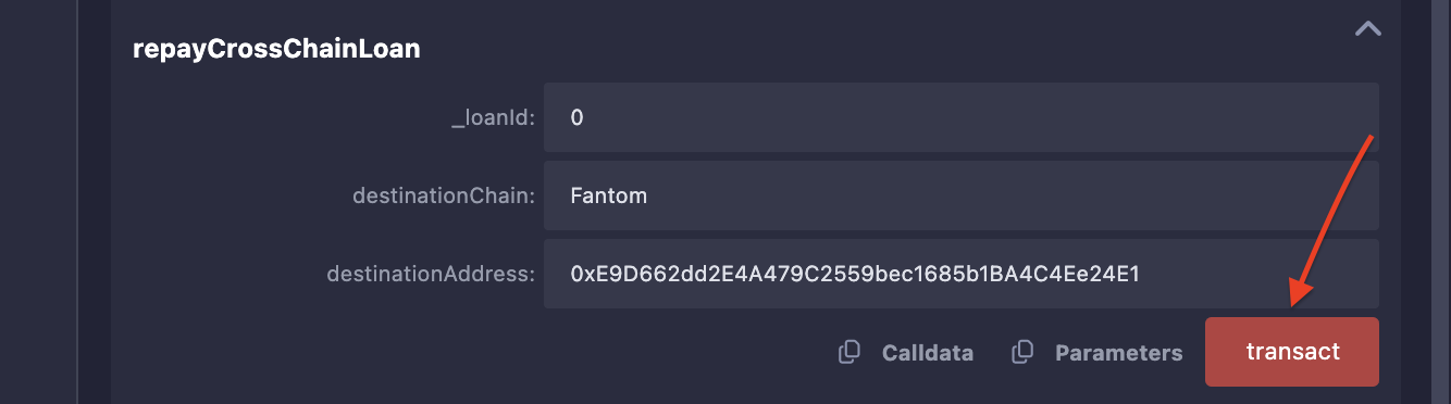 Please switch your network back to the Fantom testnet from Celo and then click the “transact” button.