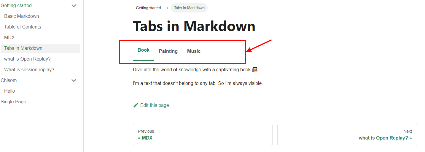 Image showing how tabs work