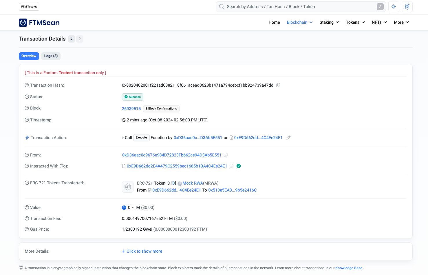 You have successfully repaid the loan and completed the entire process. If you check the transaction details page, you will notice the collateral has been released