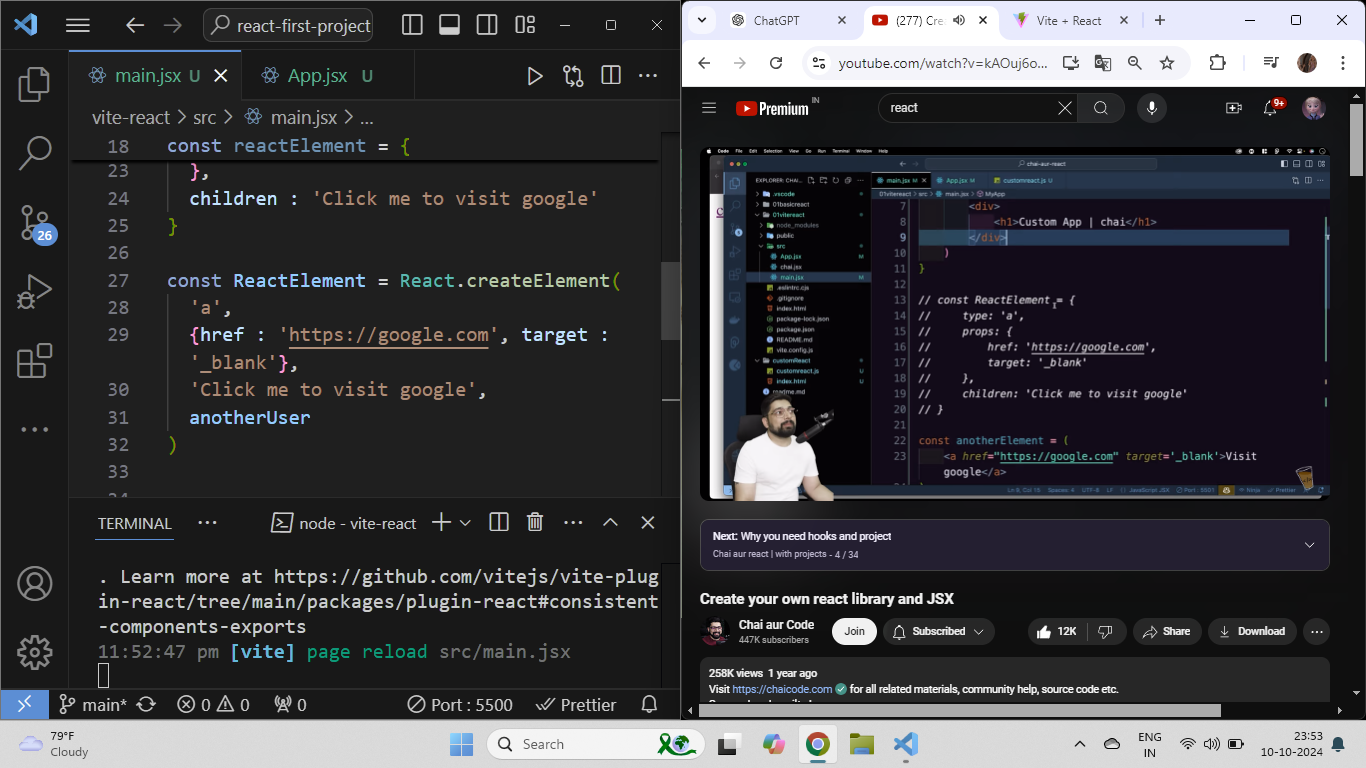 Learning React with Chai aur Code pt.2