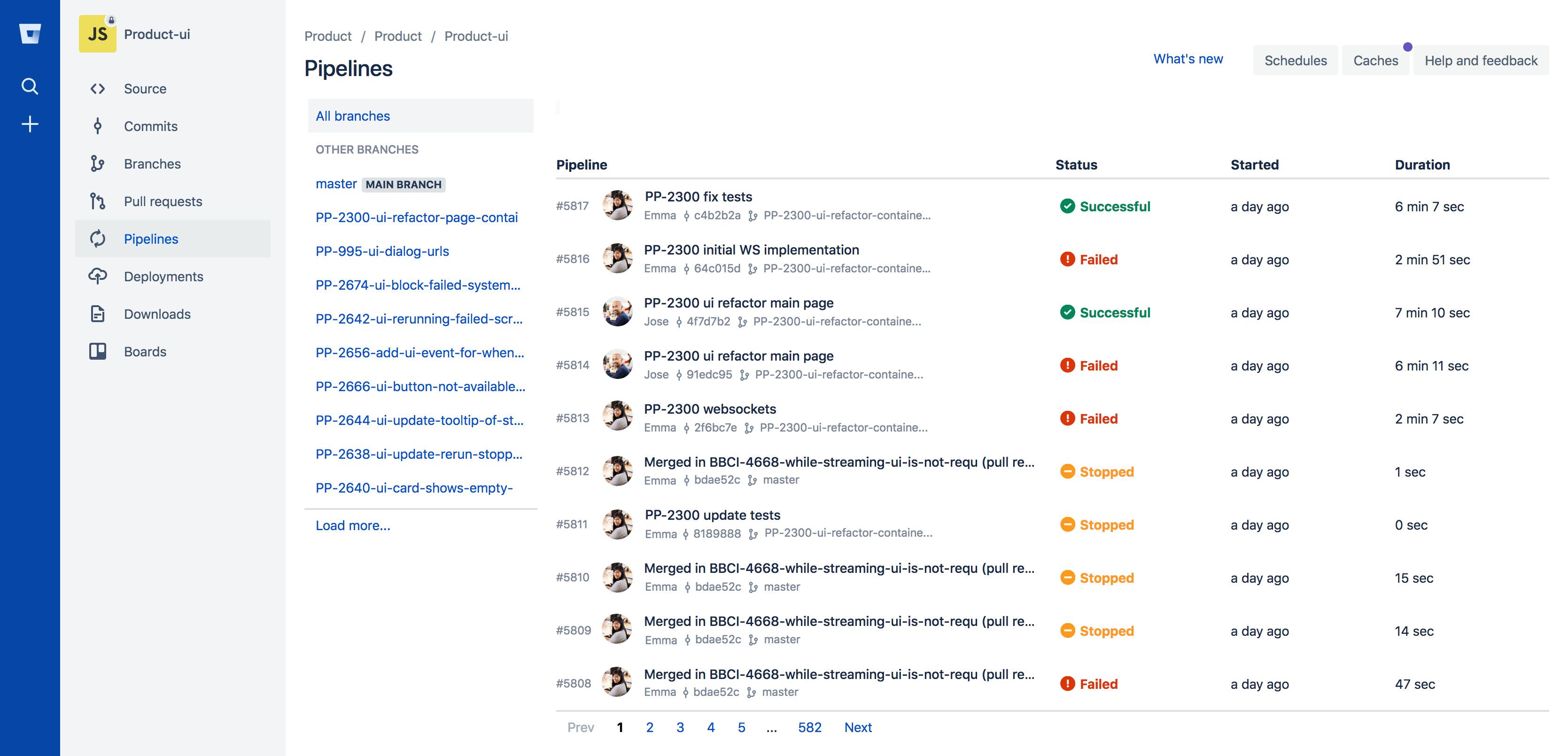 Bitbucket Pipelines Dashboard