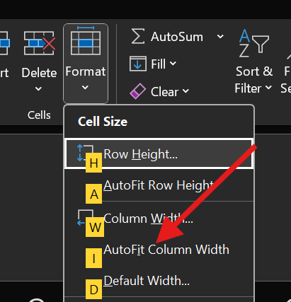 autofit column width in Excel