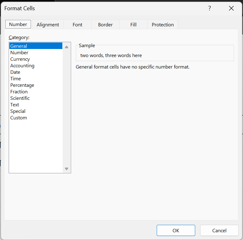 Cell formatting options