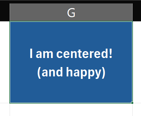 centering text in a cell in Excel