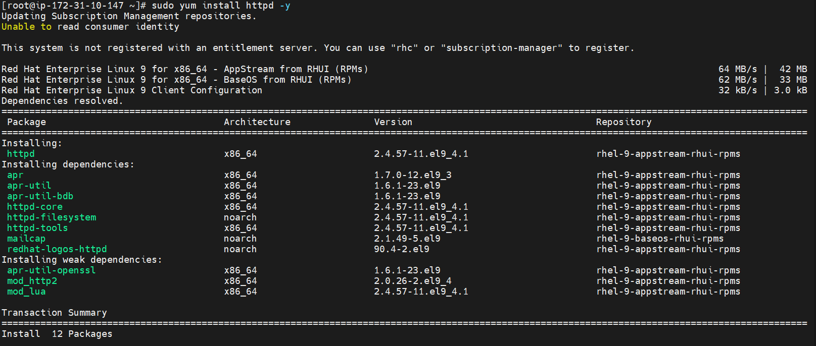 Installing Apache Package