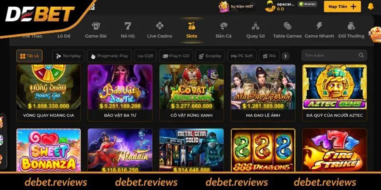 Khám phá về thế giới game slots đỉnh cao ở sảnh game Debet