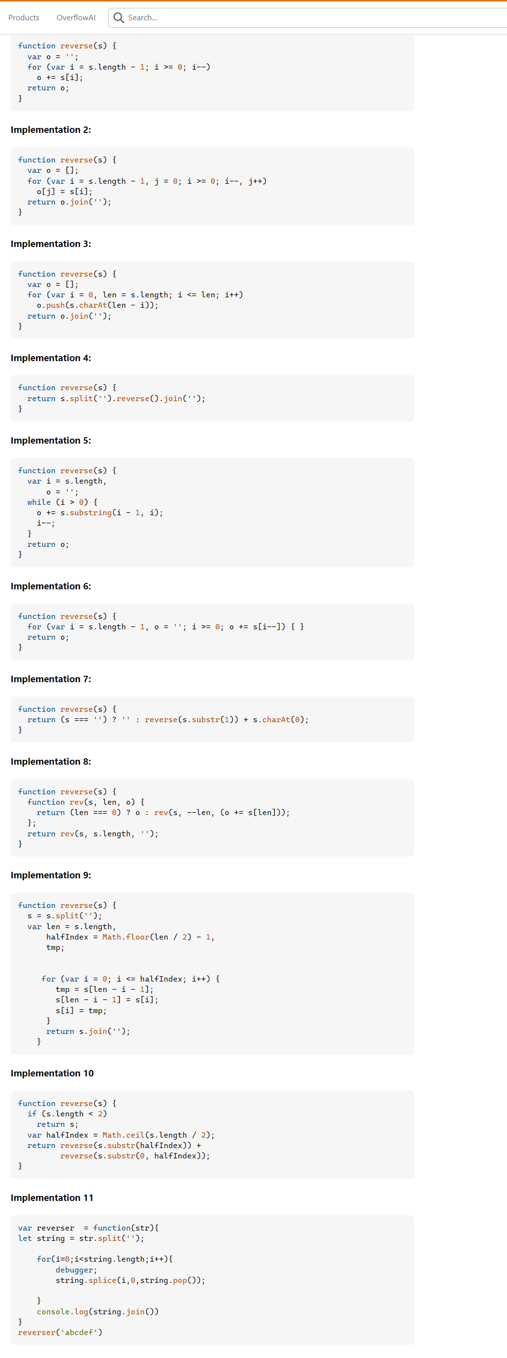 Solution for writing a function that accepts a string as input and returns a reversed copy.