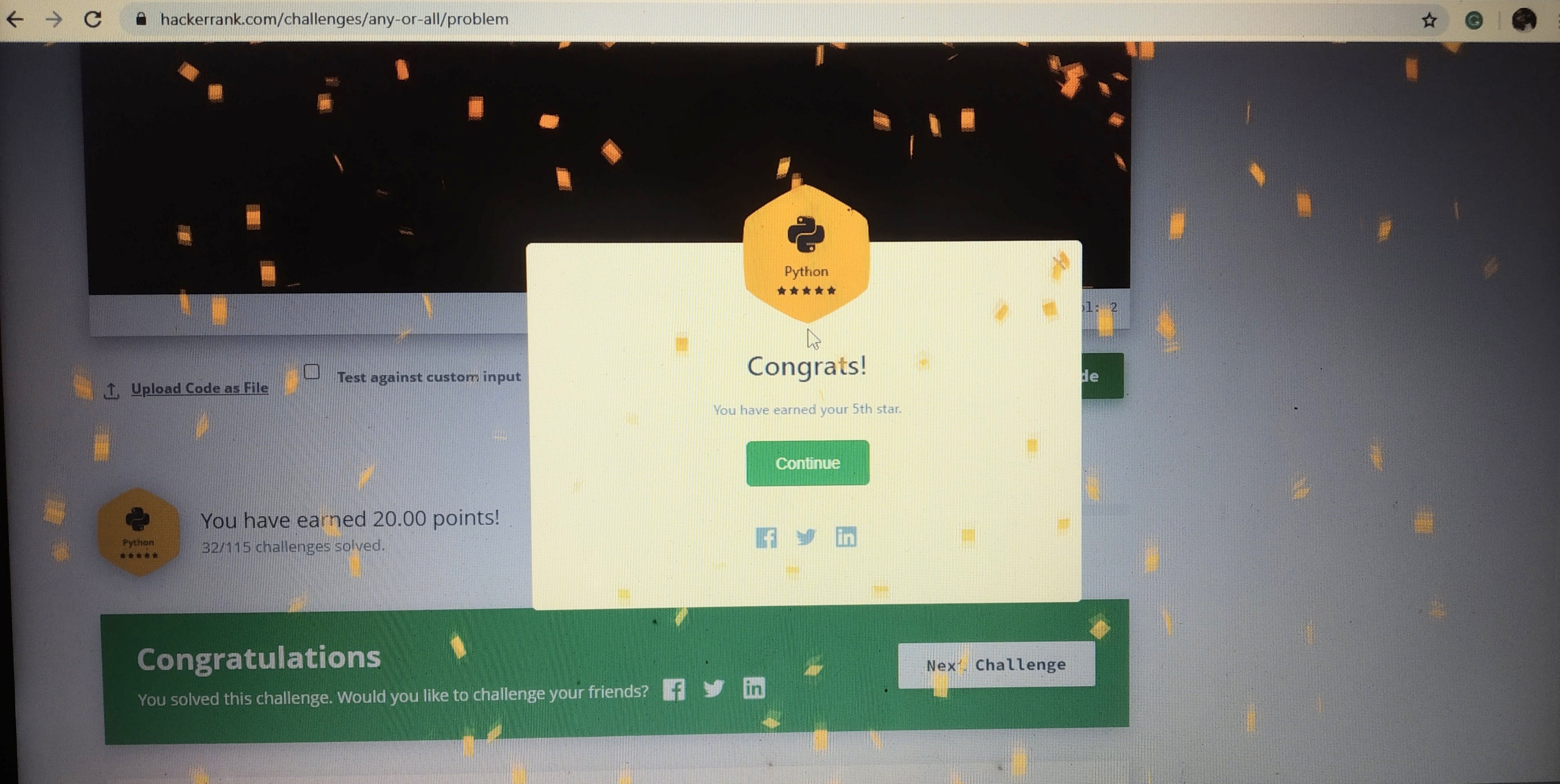 HackerRank 5 star badge I earned when solving coding challenges in first year