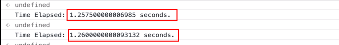 Output of the function with time calculation