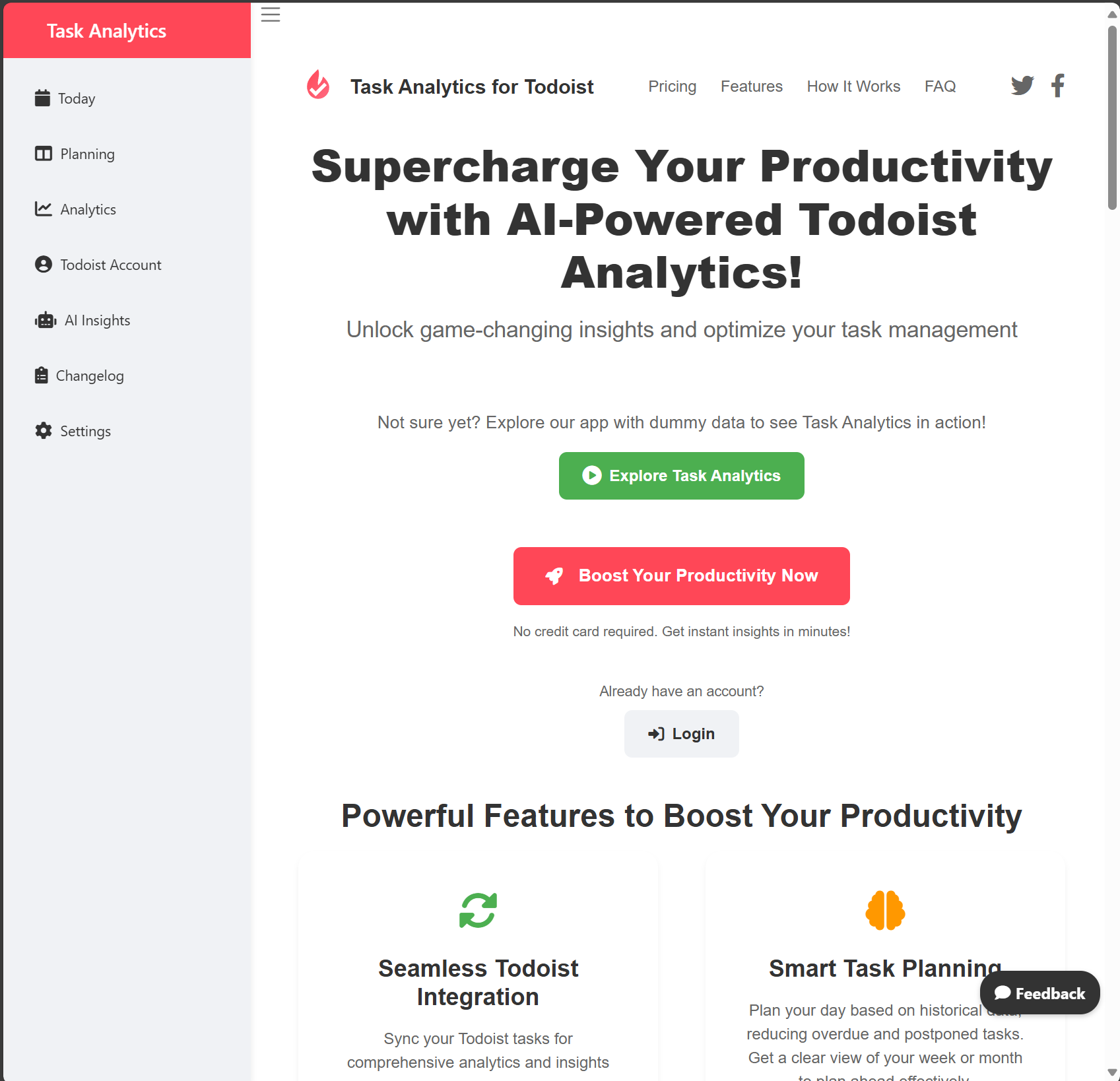 Task Analytics landing page