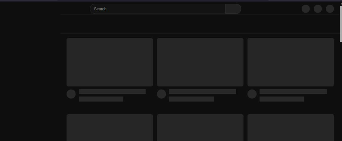 YouTube skeleton screen example showing placeholders