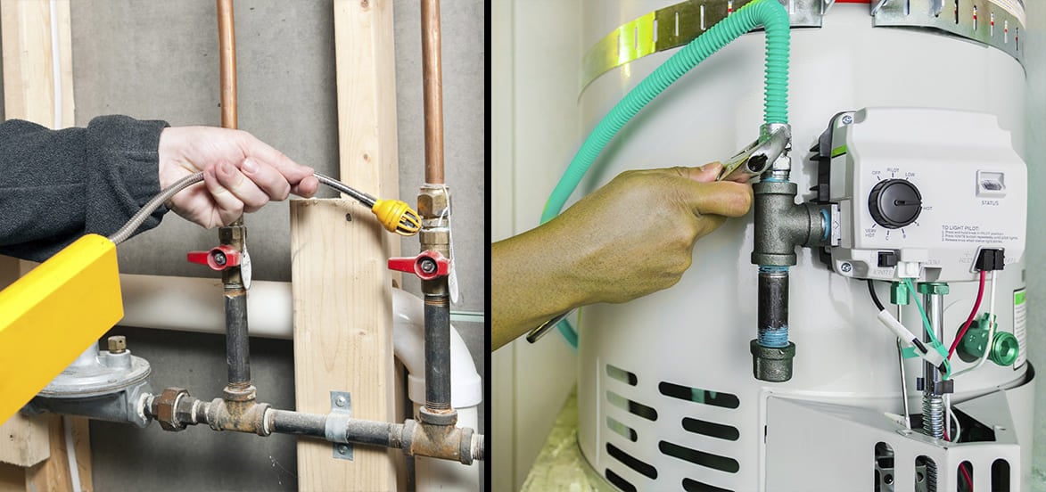 How do I handle a gas leak in my water heater?