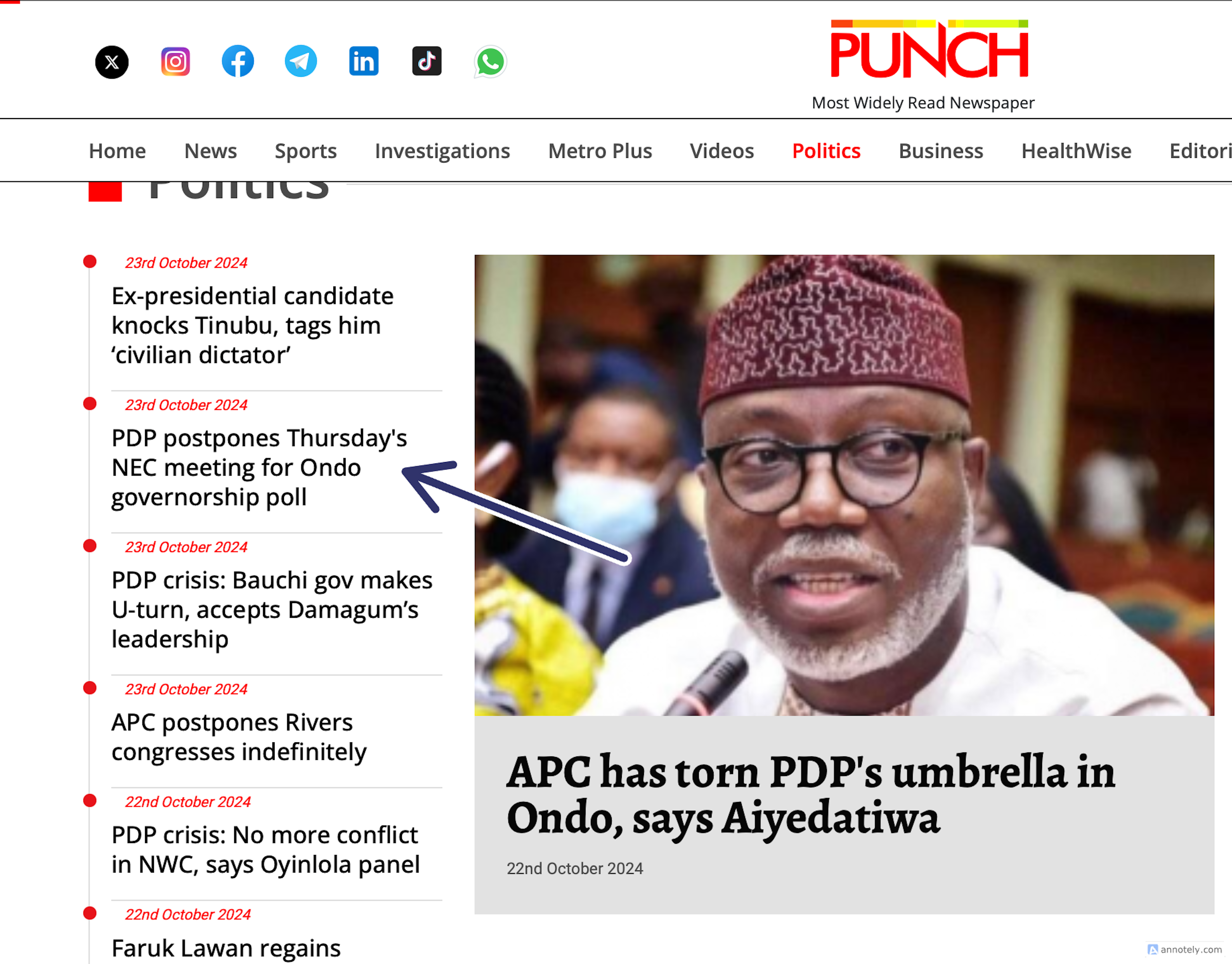 Punch News Paper proving up-to-date reporting from the Nigerian news reporter