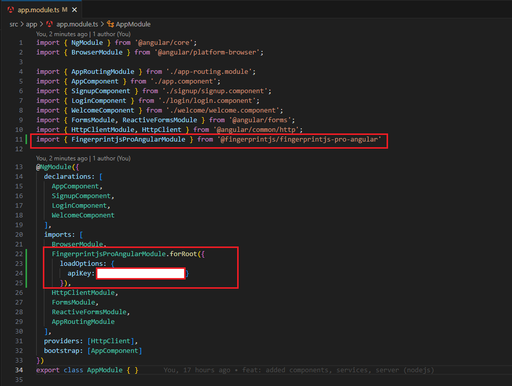 Fingerprint App Module Angular Code