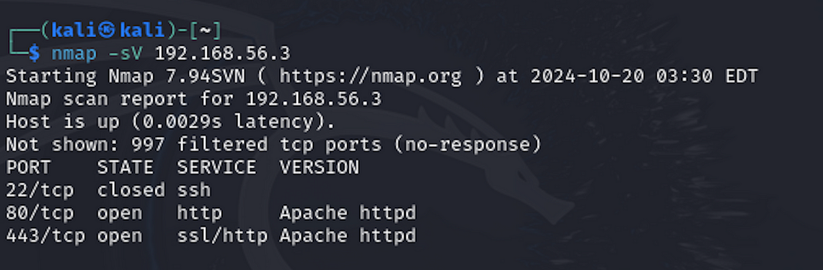 Nmap service version scan